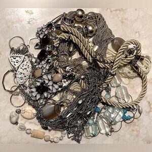 Over 1 lb Vintage Silver Tone Necklace Lot